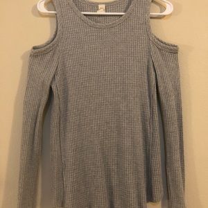 NWOT Waffle Knit Cutout Shoulder Sweater